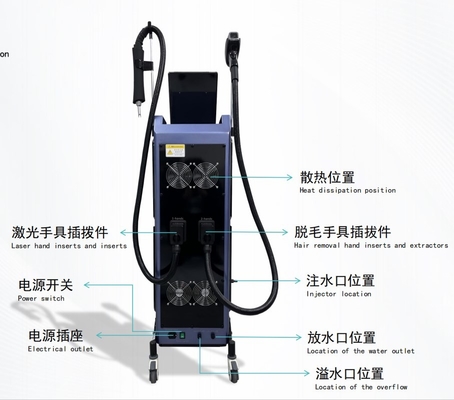 Diode Laser Hair Removal Skin Rejuvenation Beauty Machine Pico Laser 2 In 1